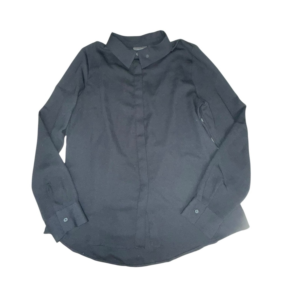 Halogen Women’s Black Long Sleeve Blouse Button-Down Shirt Size Medium